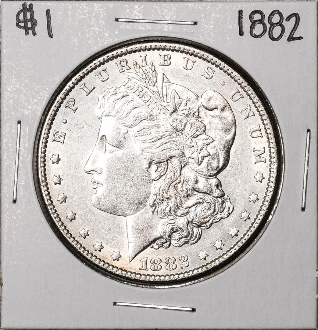 1882 $1 Morgan Silver Dollar Coin: One 1882 $1 Morgan Silver Dollar Coin.
