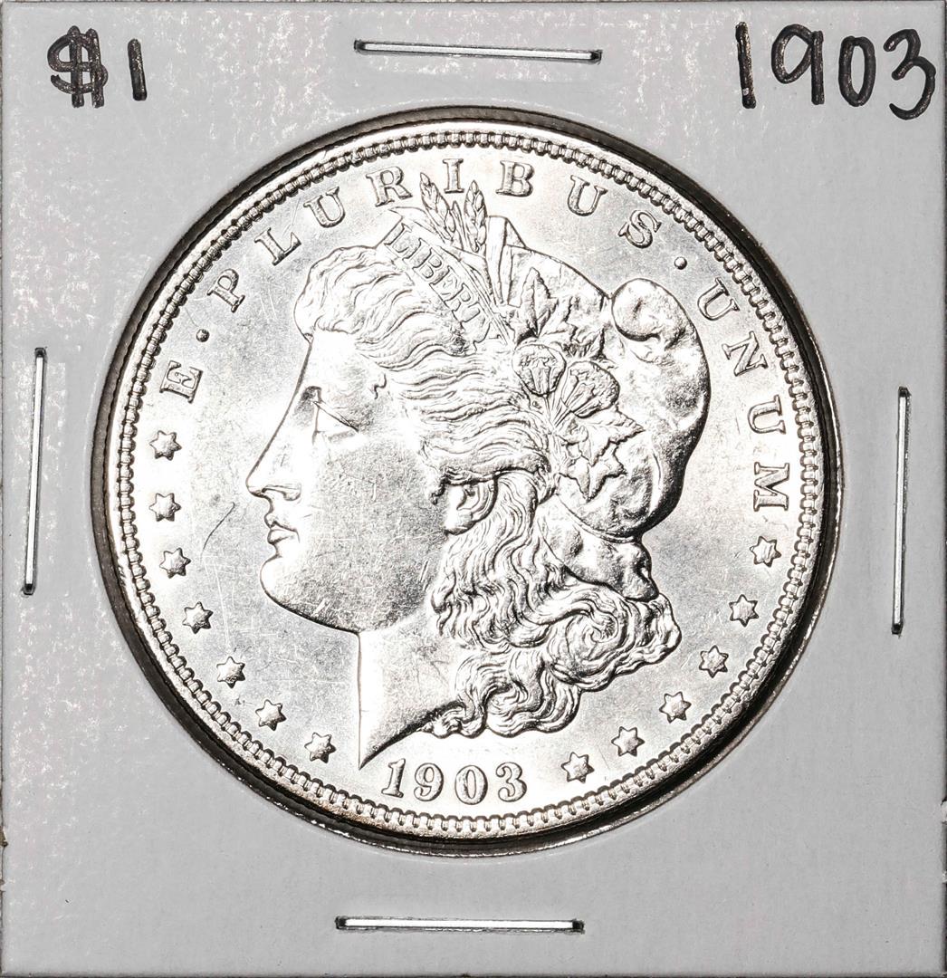 1903 $1 Morgan Silver Dollar Coin: One 1903 $1 Morgan Silver Dollar Coin.