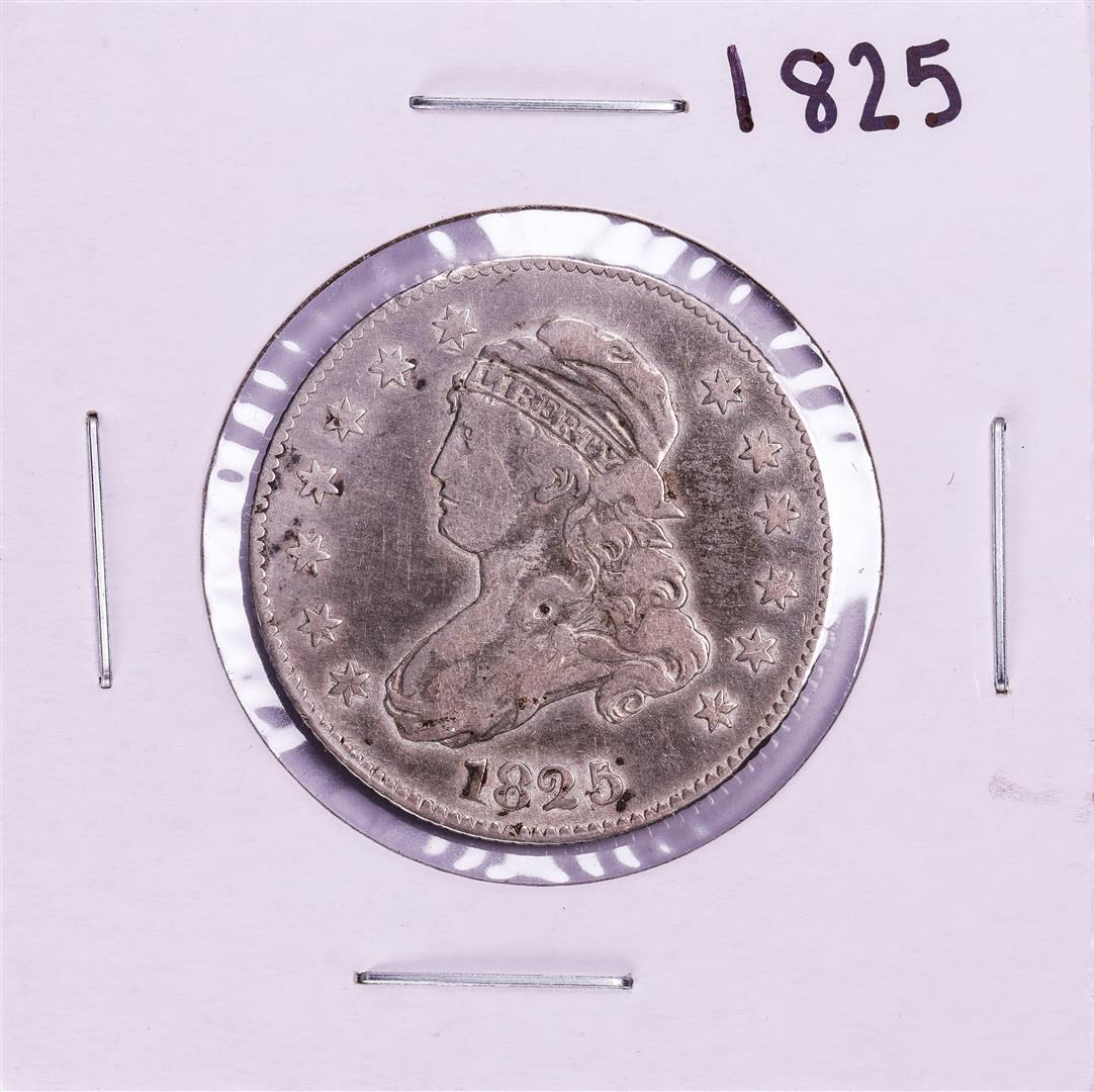 1825 Capped Bust Quarter Coin: One 1825 Capped Bust Quarter Coin.