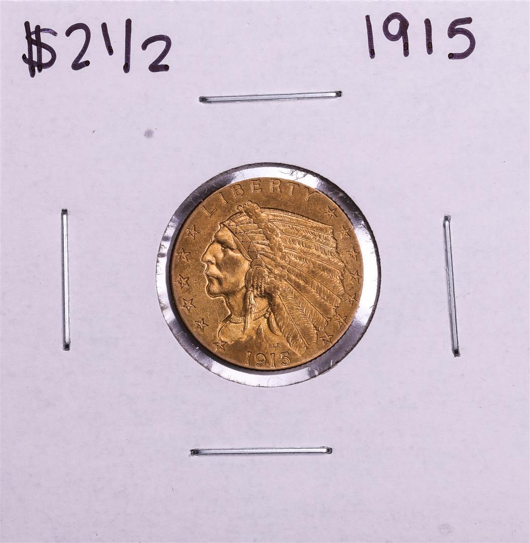 1915 $2 1/2 Indian Head Quarter Eagle Gold Coin: One 1915 $2 1/2 Indian Head Quarter Eagle Gold Coin.