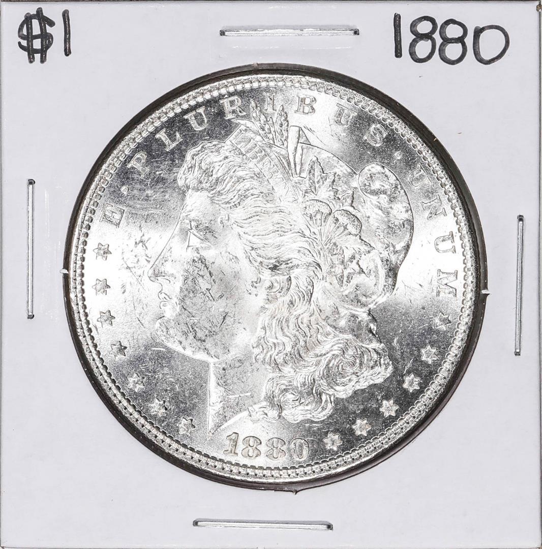 1880 $1 Morgan Silver Dollar Coin: One 1880 $1 Morgan Silver Dollar Coin.