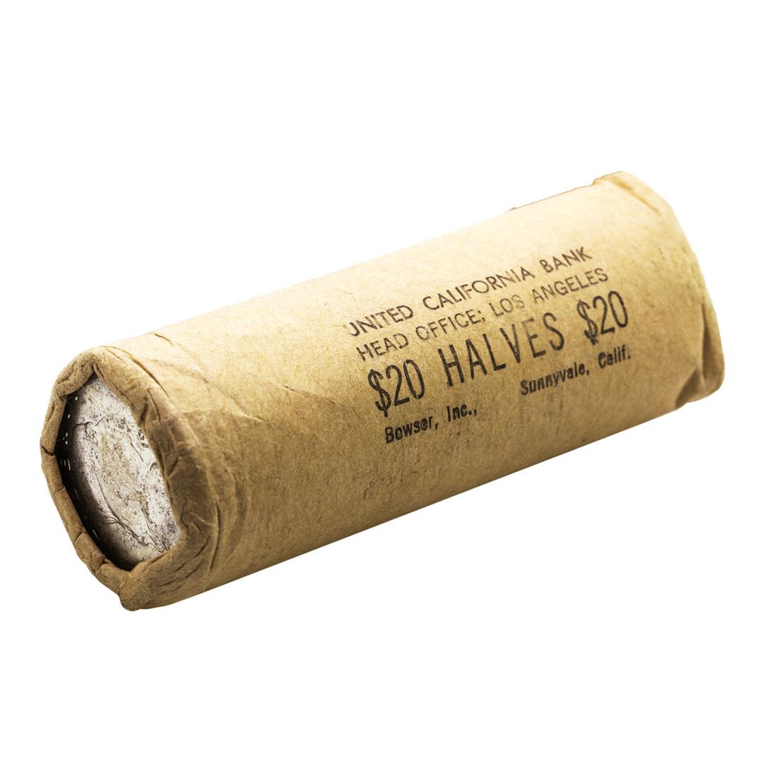 Original Shotgun Roll of (40) Brilliant Uncirculated 1963-D Franklin Half Dollar Coins: One Original Shotgun Roll of (40) Brilliant Uncirculated 1963-D Franklin Half Dollar Coins.