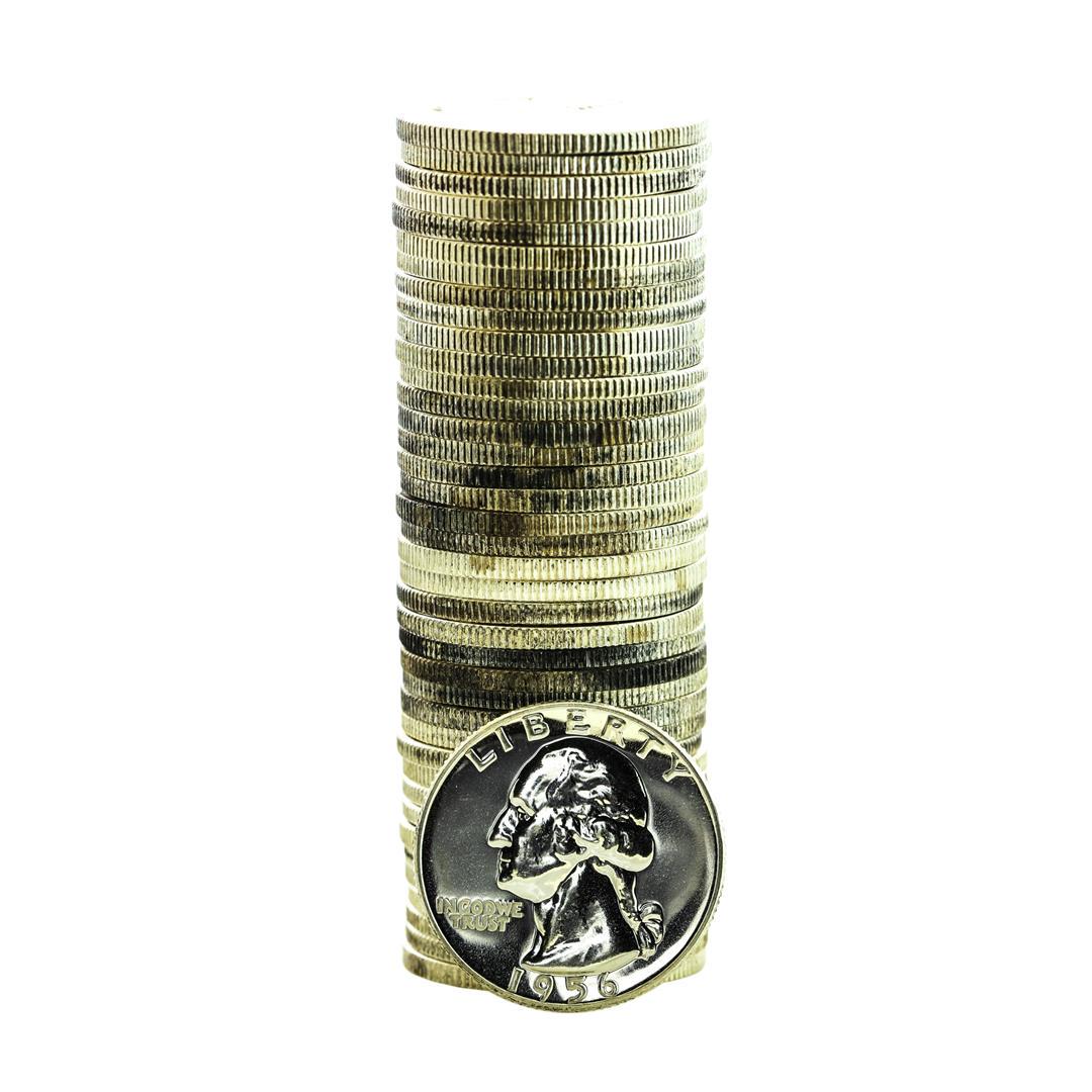 Roll of (40) Proof 1956 Washington Quarter Coins: One Roll of (40) Proof 1956 Washington Quarter Coins.