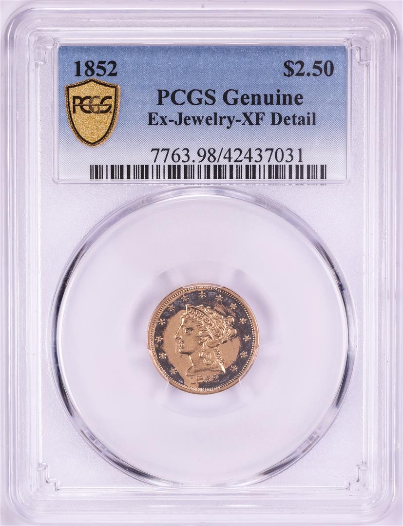 1852 $2 1/2 Liberty Head Quarter Eagle Gold Coin: One 1852 $2 1/2 Liberty Head Quarter Eagle Gold Coin.