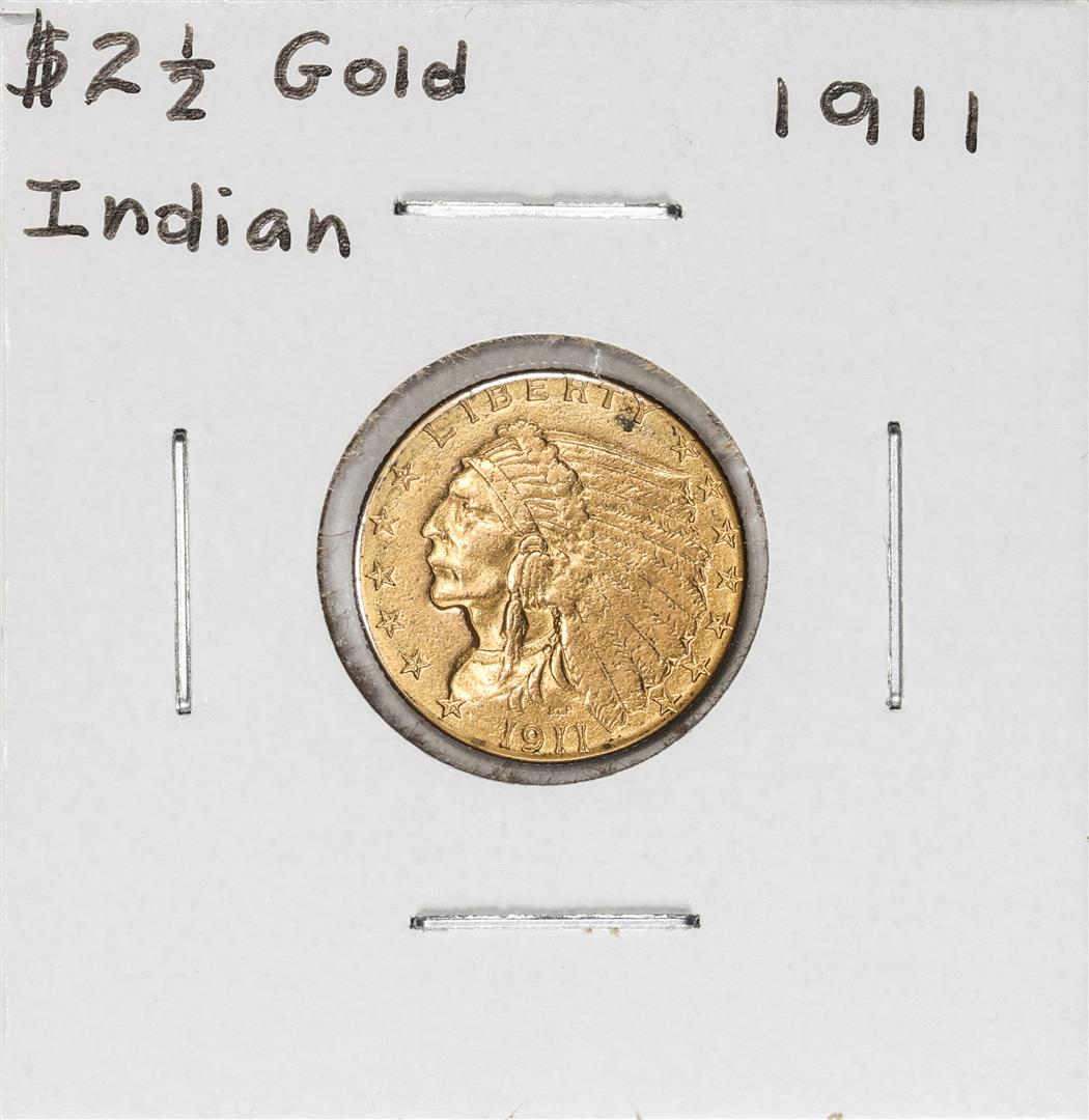 1911 $2 1/2 Indian Head Quarter Eagle Gold Coin: One 1911 $2 1/2 Indian Head Quarter Eagle Gold Coin.