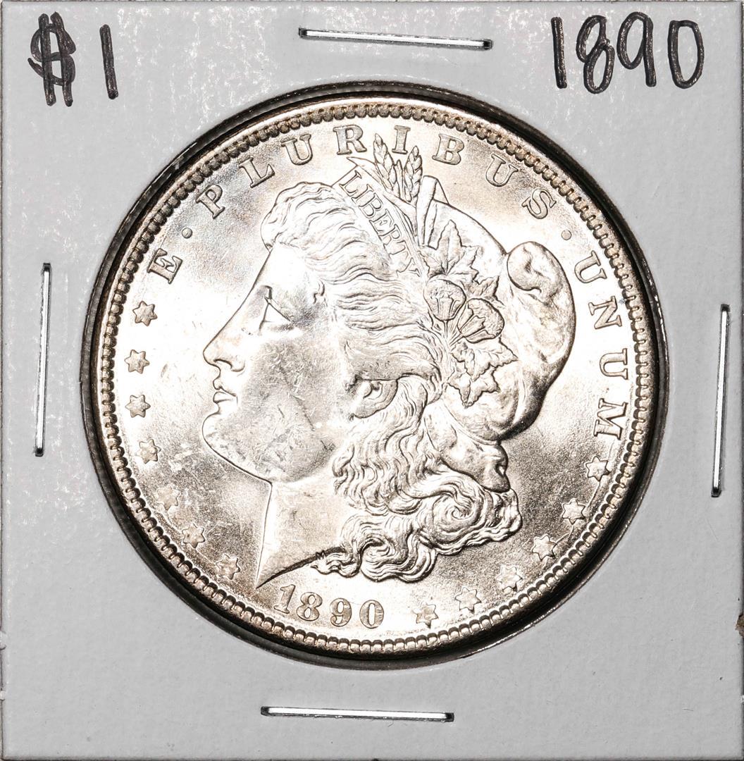 1890 $1 Morgan Silver Dollar Coin: One 1890 $1 Morgan Silver Dollar Coin.