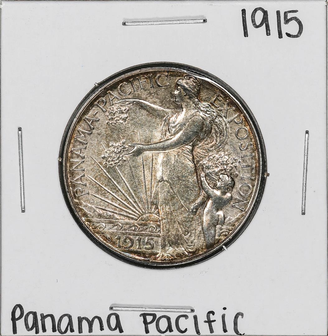 1915 Panama Pacific Exposition Commemorative Half Dollar Coin: One 1915 Panama Pacific Exposition Commemorative Half Dollar Coin.