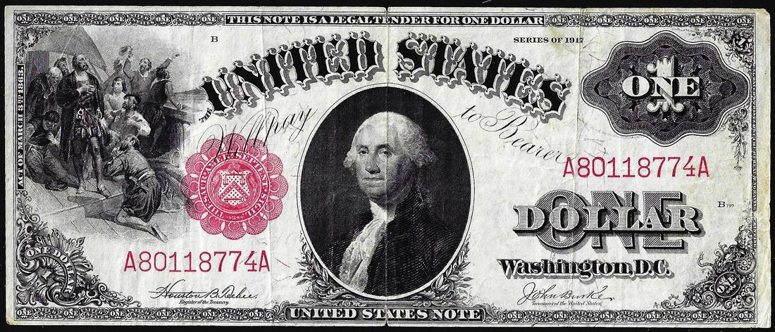 1917 $1 Legal Tender Note: One 1917 $1 Legal Tender Note.