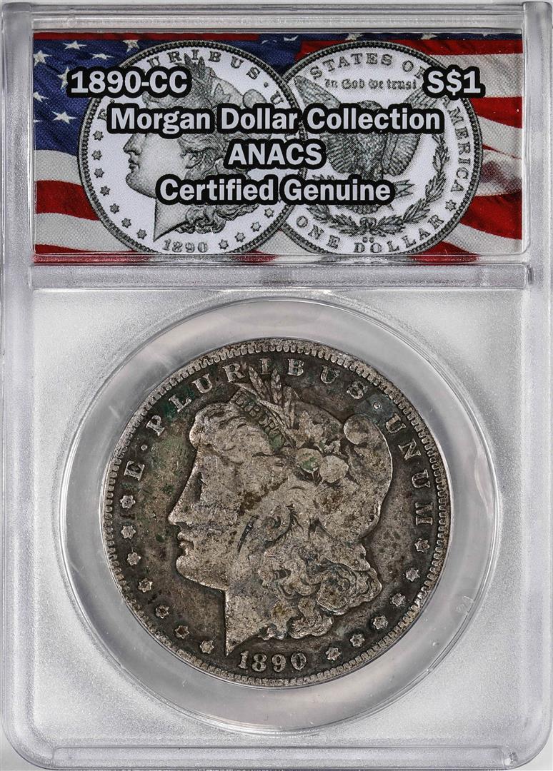1890-CC $1 Morgan Silver Dollar Coin ANACS Genuine: One 1890-CC $1 Morgan Silver Dollar Coin ANACS Genuine. ANACS Certified.