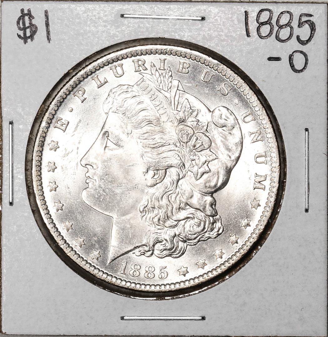 1885-O $1 Morgan Silver Dollar Coin: One 1885-O $1 Morgan Silver Dollar Coin.