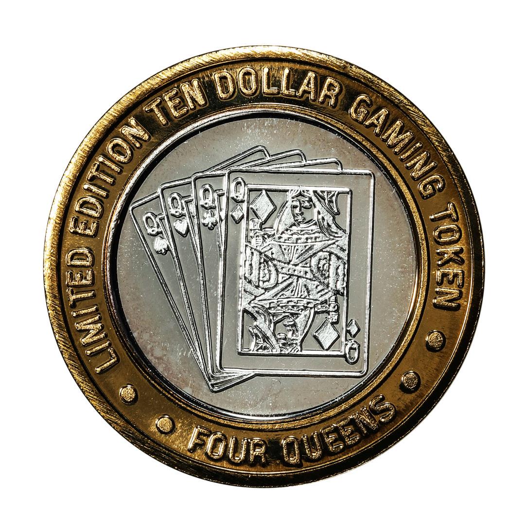 .999 Silver Four Queens Hotel & Casino Nevada $10 Limited Edition Gaming Token: One .999 Silver Four Queens Hotel & Casino Nevada $10 Limited Edition Gaming Token.