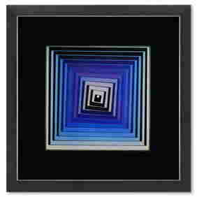 Victor Vasarely "Vonal - Lila De La Serie Vonal" Mixed Media Print On Paper (1 of 2)