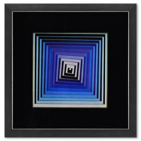 Victor Vasarely "Vonal - Lila De La Serie Vonal" Mixed Media Print On Paper (1 of 2)