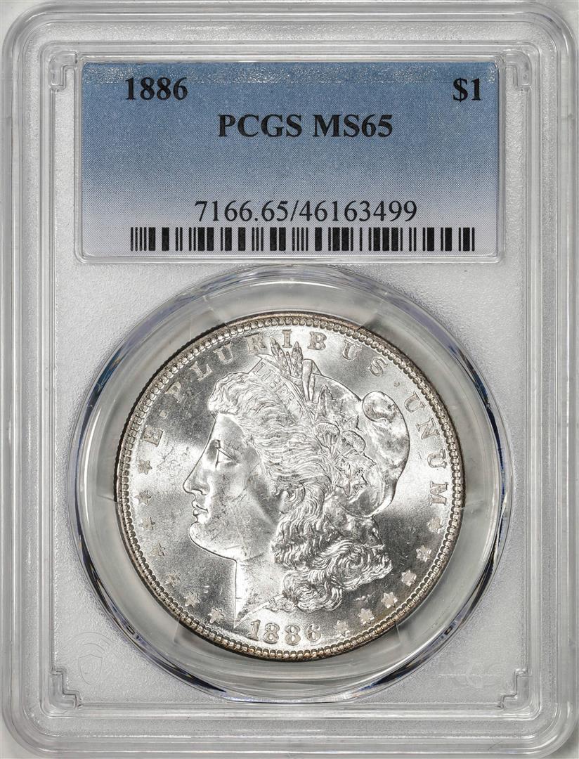 1886 $1 Morgan Silver Dollar Coin PCGS MS65: One 1886 $1 Morgan Silver Dollar Coin PCGS MS65. PCGS Graded.
