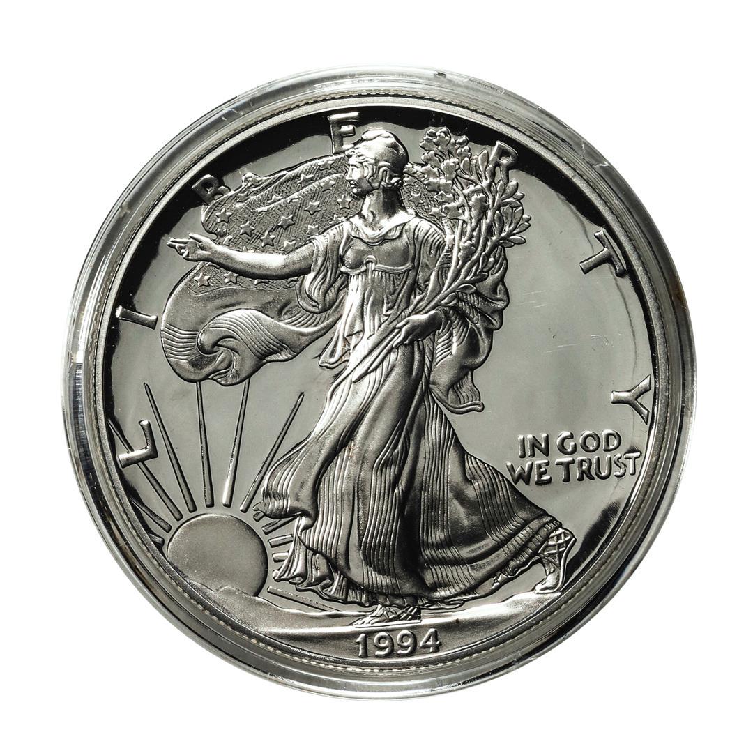 1994-P $1 Proof American Silver Eagle Coin: One 1994-P $1 Proof American Silver Eagle Coin.