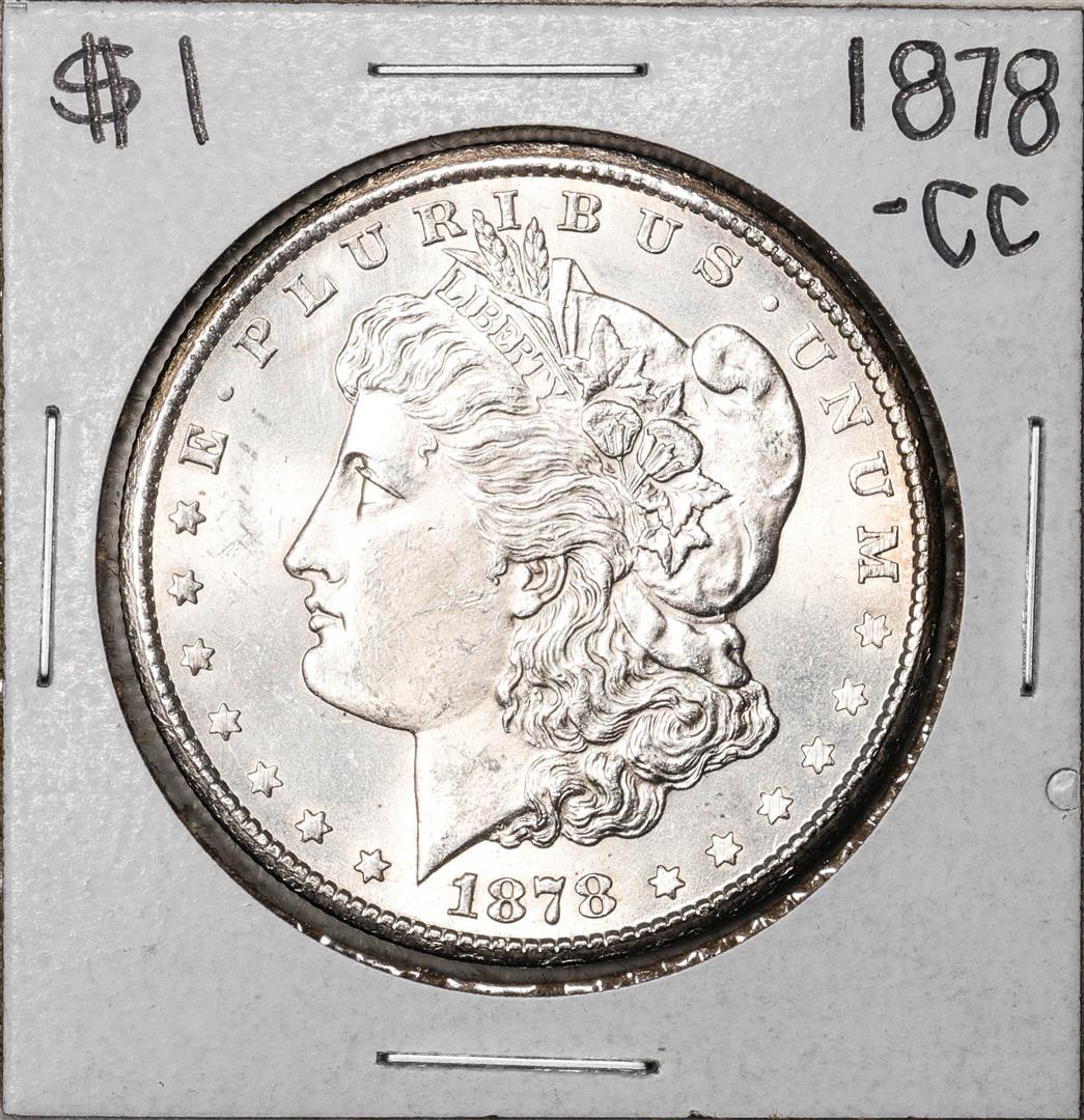 1878-CC $1 Morgan Silver Dollar Coin: One 1878-CC $1 Morgan Silver Dollar Coin.