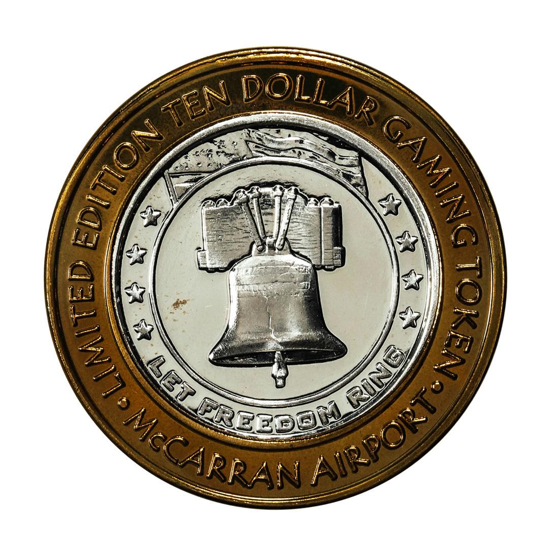 .999 Silver McCarran International Airport Las Vegas, NV $10 Limited Gaming Token: One .999 Silver McCarran International Airport Las Vegas, NV $10 Limited Gaming Token.