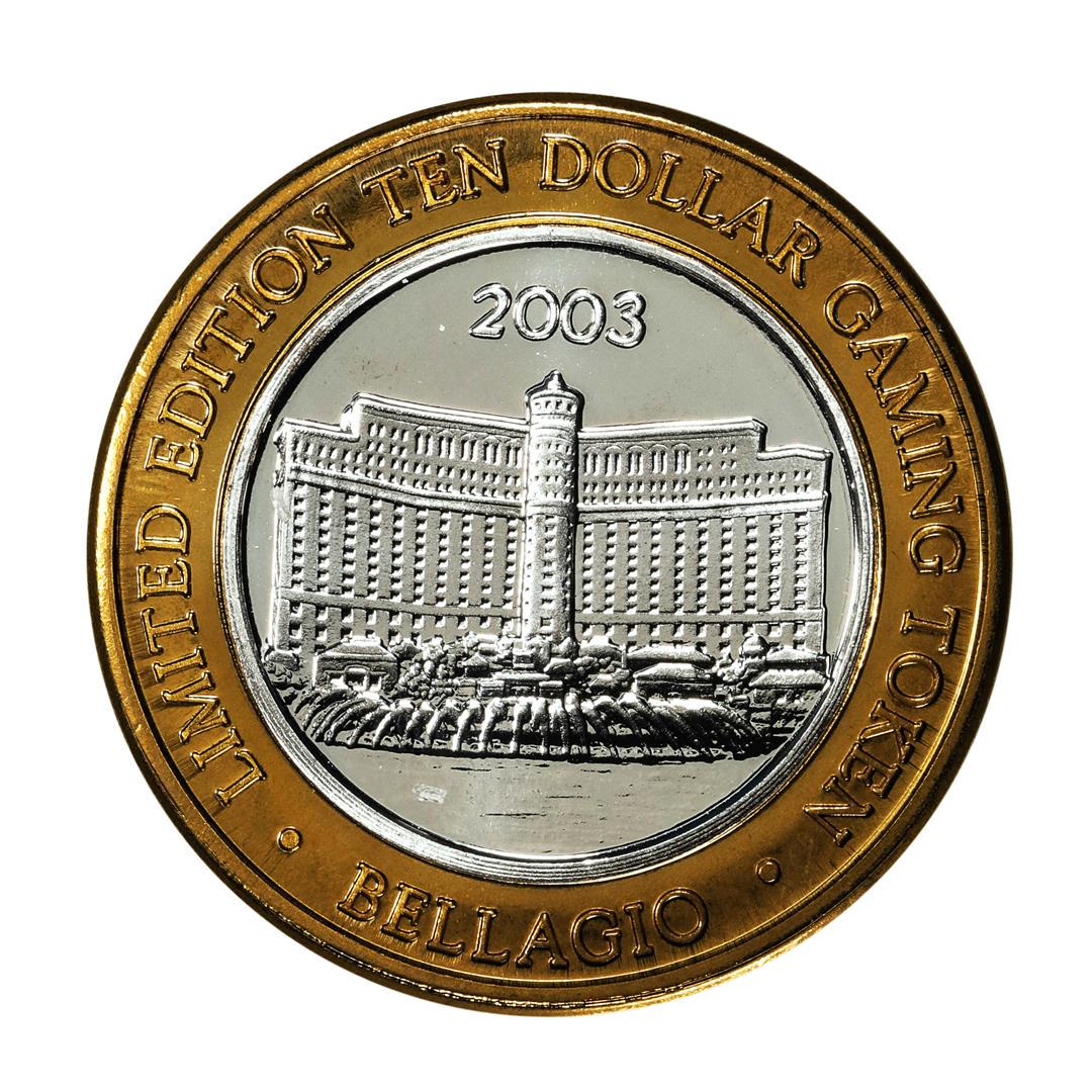.999 Fine Silver Bellagio Las Vegas, Nevada $10 Limited Edition Gaming Token: One .999 Fine Silver Bellagio Las Vegas, Nevada $10 Limited Edition Gaming Token.