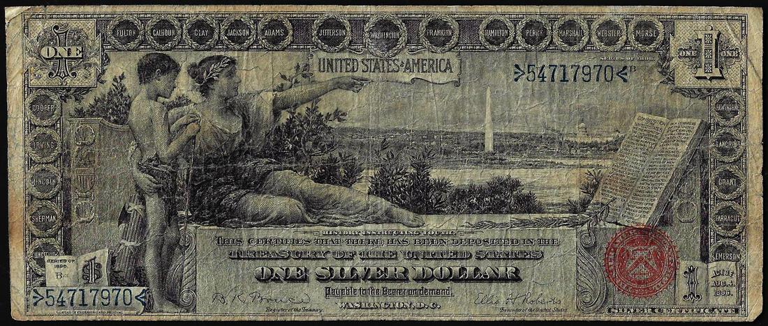 1896 $1 Educational Silver Certificate Note: One 1896 $1 Educational Silver Certificate Note.