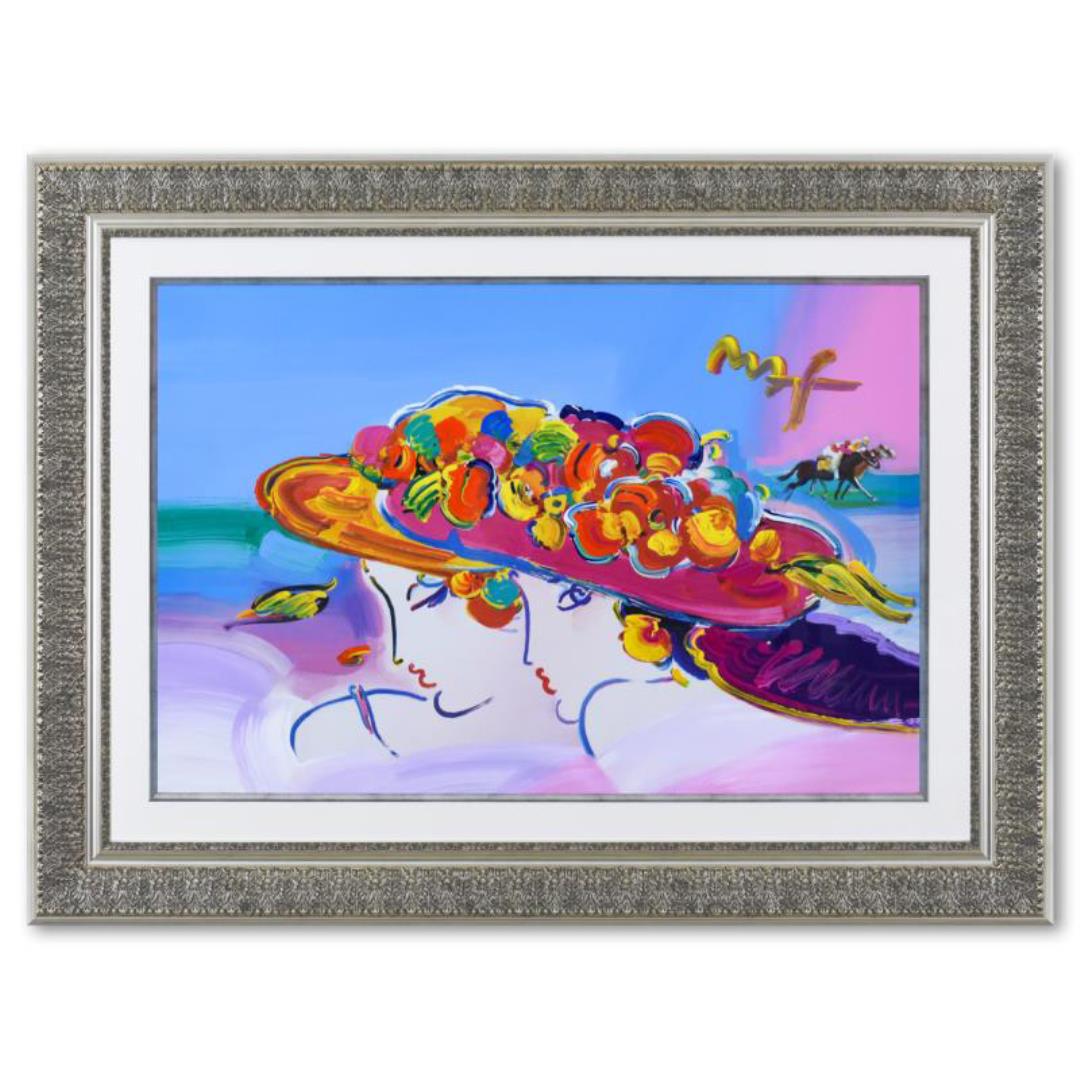 Peter Max "Kentucky Oaks" Original Mixed Media On Paper: "Kentucky Oaks" is a one-of-a-kind acrylic mixed media on paper, hand signed by Peter Max. This piece comes custom framed. Includes Certificate of Authenticity from Peter Max Studios! Measures approx.