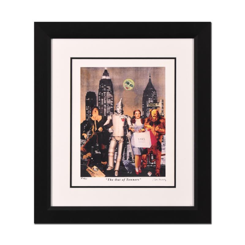 Nelson De La Nuez "The Out Of Towner" Limited Edition Mixed Media On Paper: "The Out of Towner" is a limited edition artist proof on paper by Nelson De La Nuez, numbered and hand signed by the artist. This piece comes custom framed. Includes Letter of Authenticity. Measures a