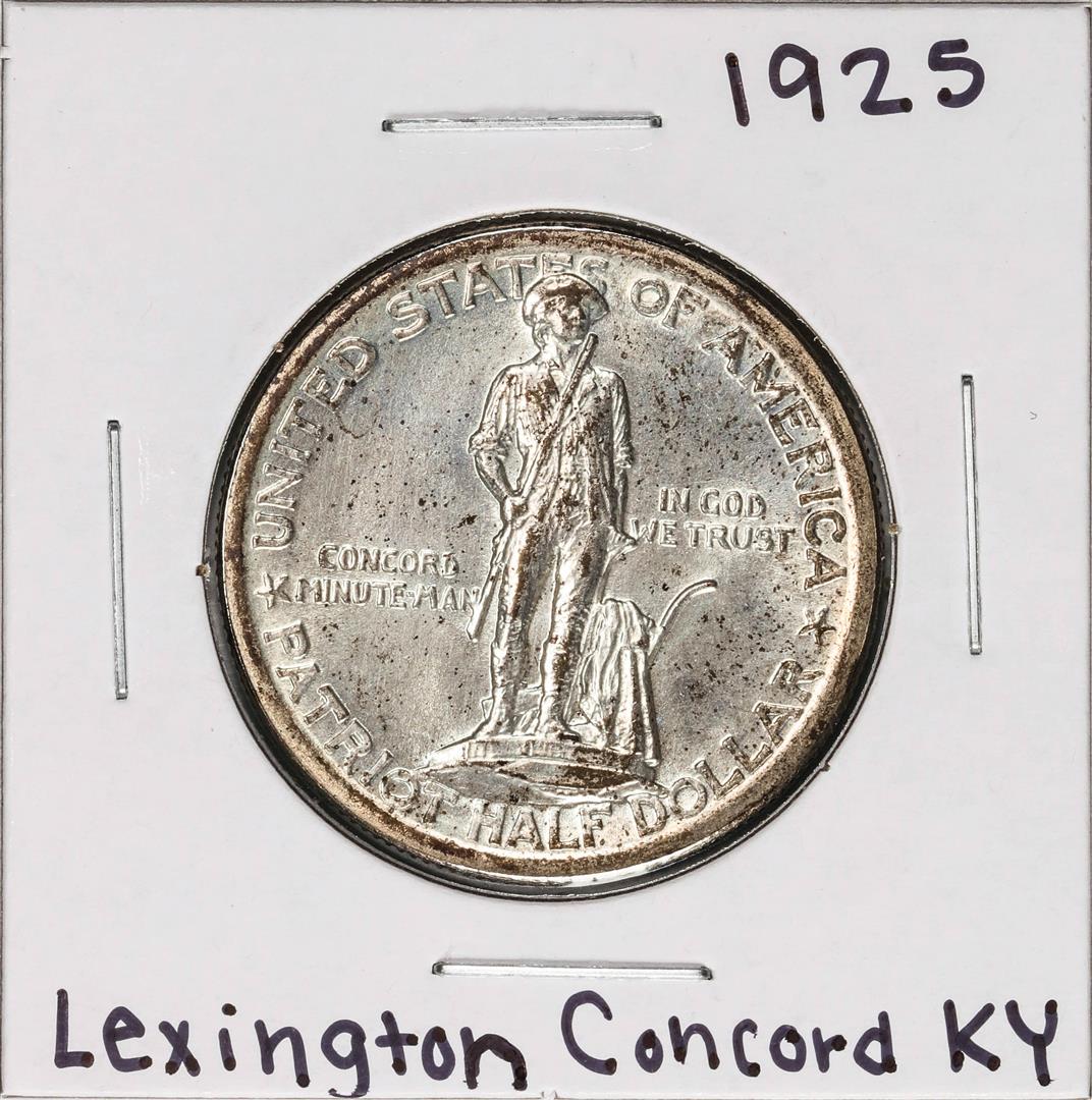 1925 Lexington-Concord Sesquicentennial Commemorative Half Dollar Coin: One 1925 Lexington-Concord Sesquicentennial Commemorative Half Dollar Coin.