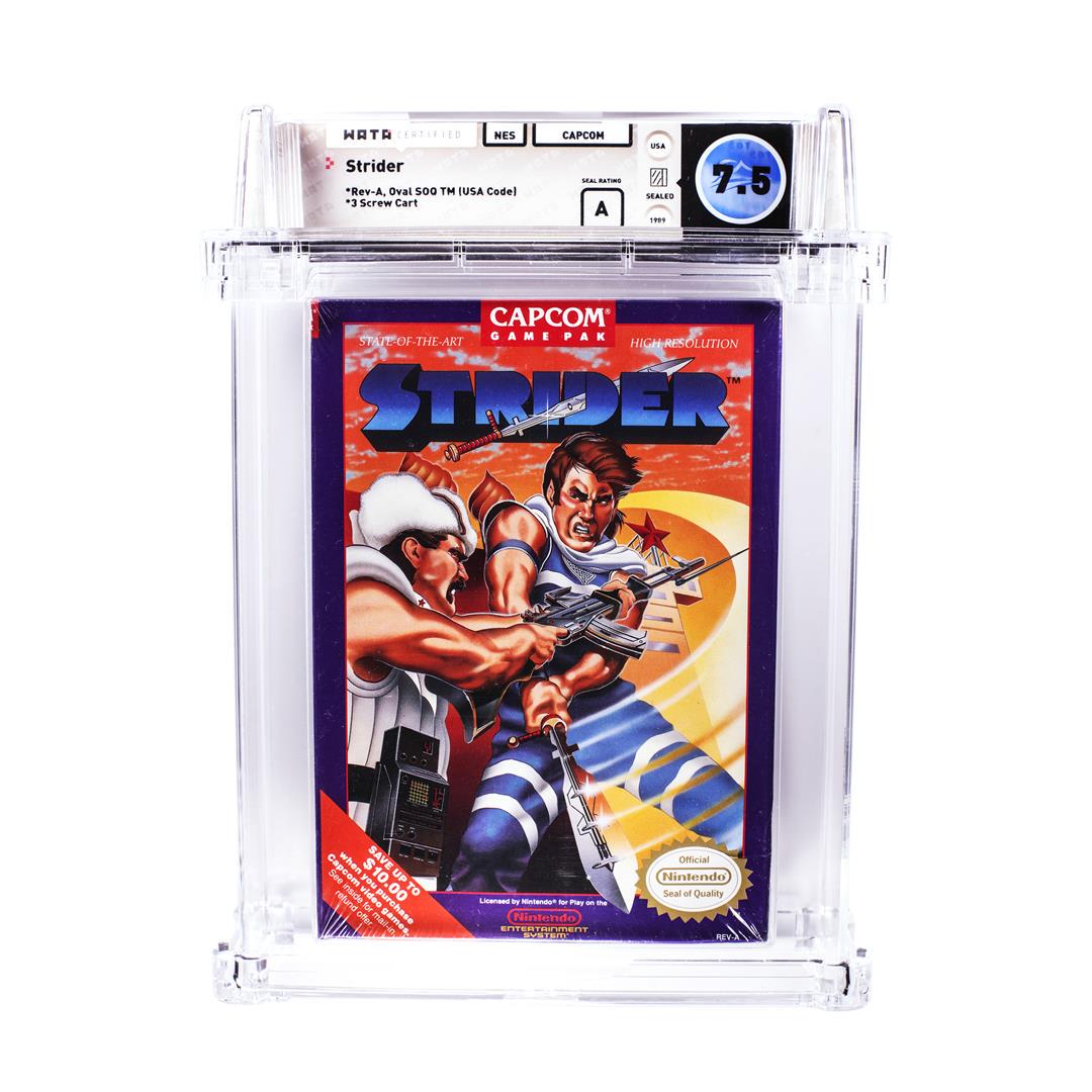 Strider NES Nintendo Sealed Video Game WATA 7.5/A: One Strider NES Nintendo Sealed Video Game WATA 7.5/A. WATA Graded.