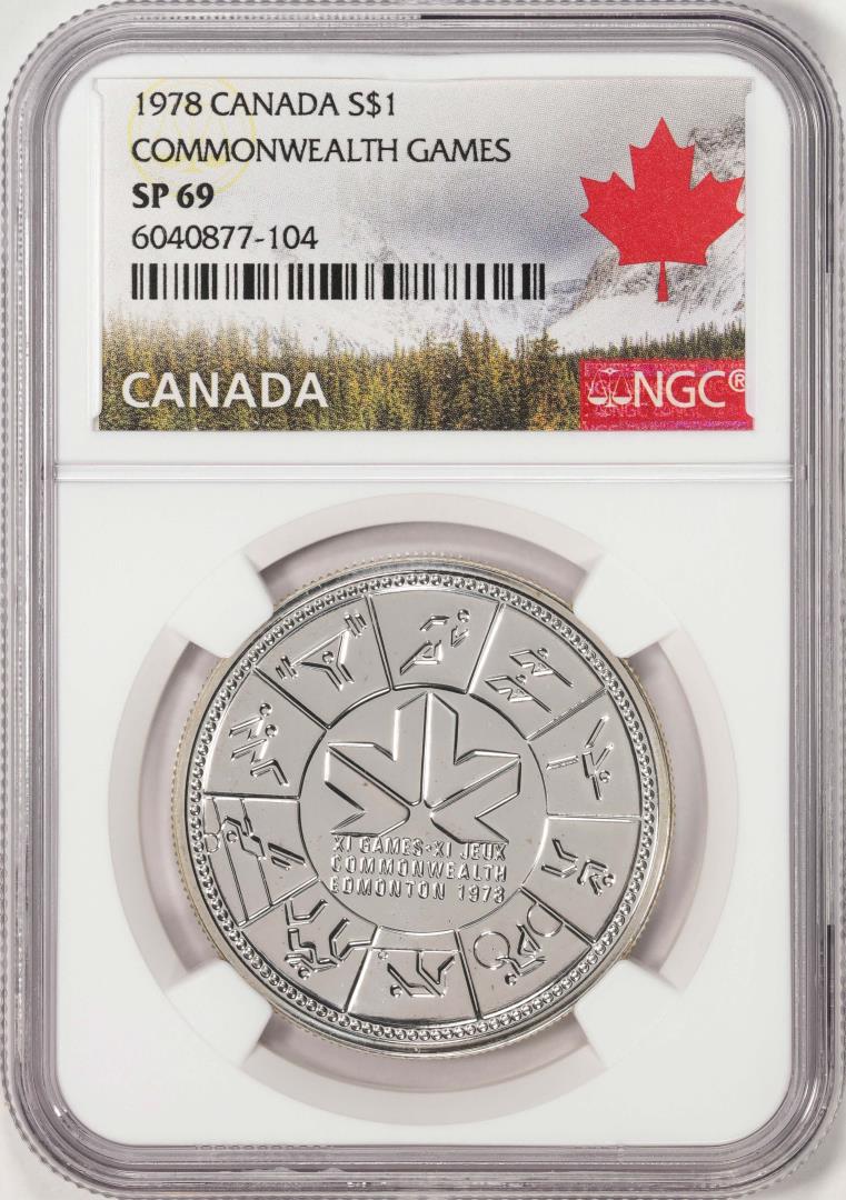 1978 Canada $1 Commonwealth Games Silver Dollar Coin NGC SP69: One 1978 Canada $1 Commonwealth Games Silver Dollar Coin NGC SP69. NGC Certified.