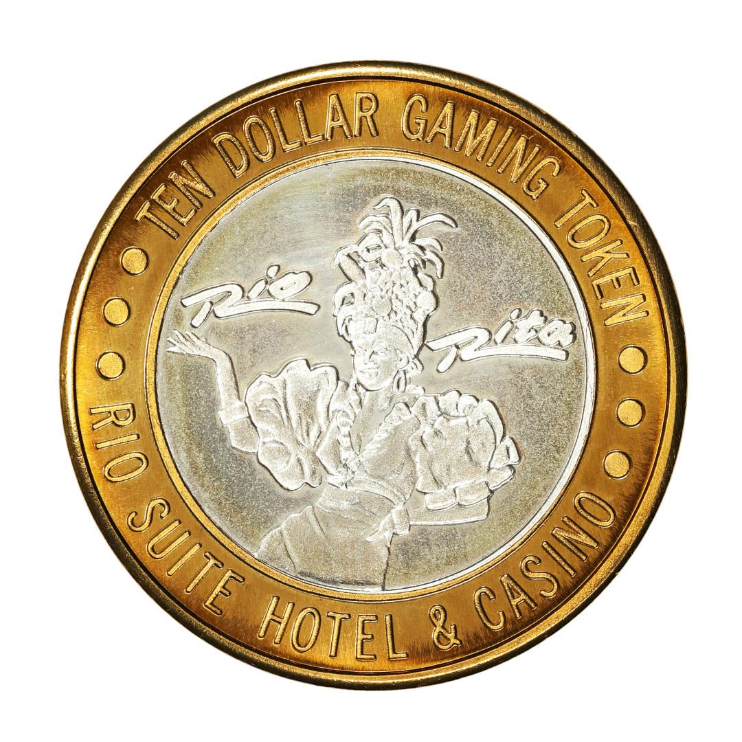 .999 Fine Silver Rio Las Vegas, Nevada $10 Limited Edition Gaming Token: One .999 Fine Silver Rio Las Vegas, Nevada $10 Limited Edition Gaming Token.