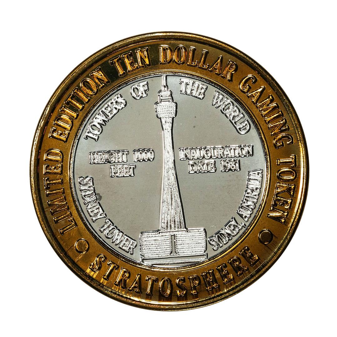 .999 Silver Stratosphere Las Vegas, Nevada $10 Casino Limited Edition Gaming Token: One .999 Silver Stratosphere Las Vegas, Nevada $10 Casino Limited Edition Gaming Token.