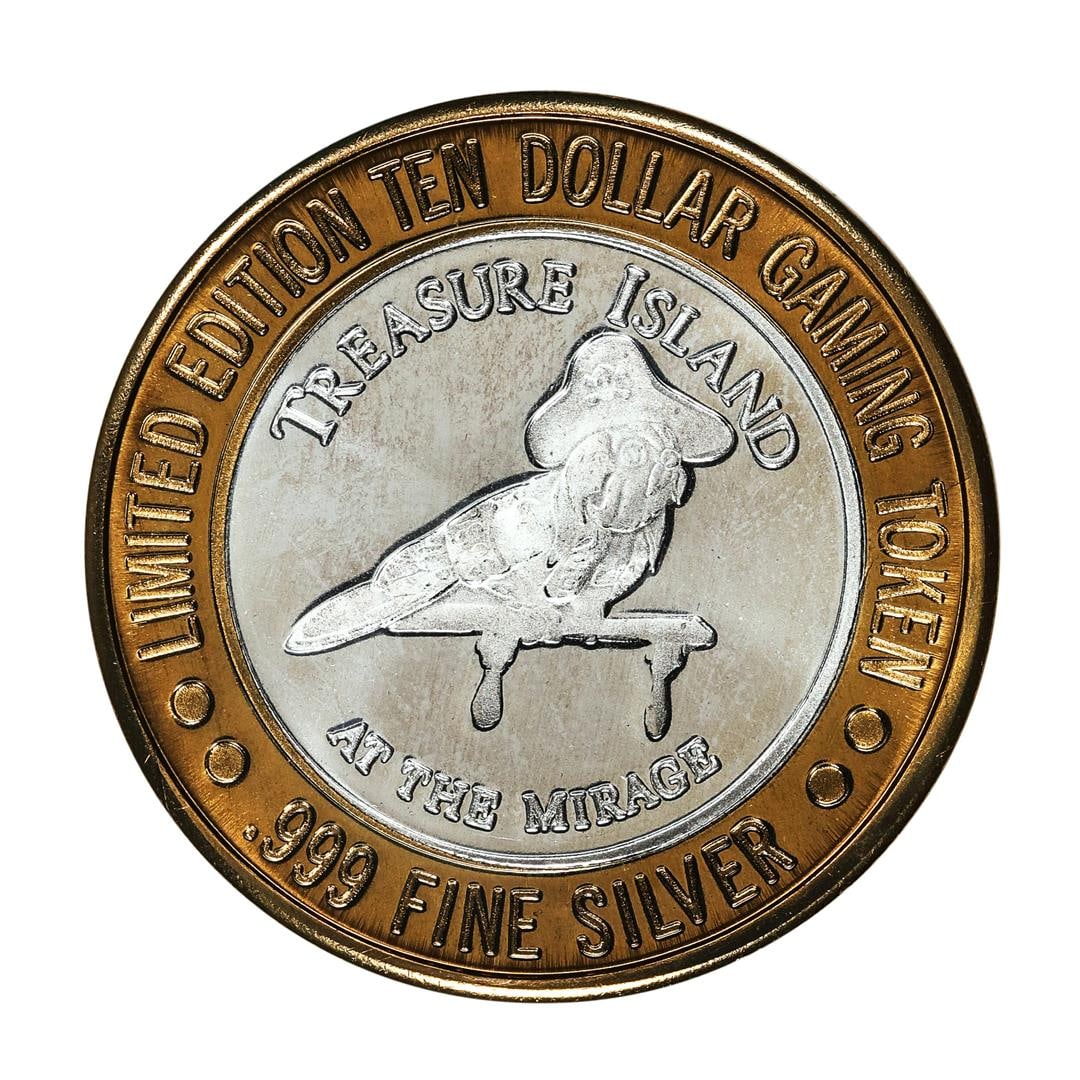 .999 Silver Treasure Island Las Vegas $10 Casino Gaming Token Limited Edition: One .999 Silver Treasure Island Las Vegas $10 Casino Gaming Token Limited Edition.
