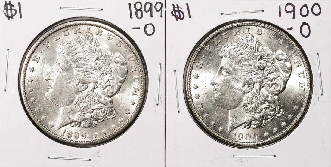 Lot of 1899-O & 1900-O $1 Morgan Silver Dollar Coins: One Lot of 1899-O & 1900-O $1 Morgan Silver Dollar Coins.