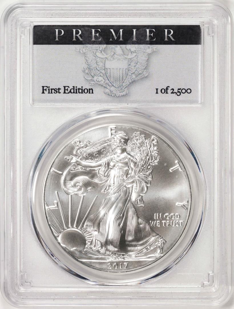2017-(S) $1 American Silver Eagle Coin PCGS MS70 Premier Struck at San Francisco: One 2017-(S) $1 American Silver Eagle Coin PCGS MS70 Premier Struck at San Francisco. PCGS Graded.