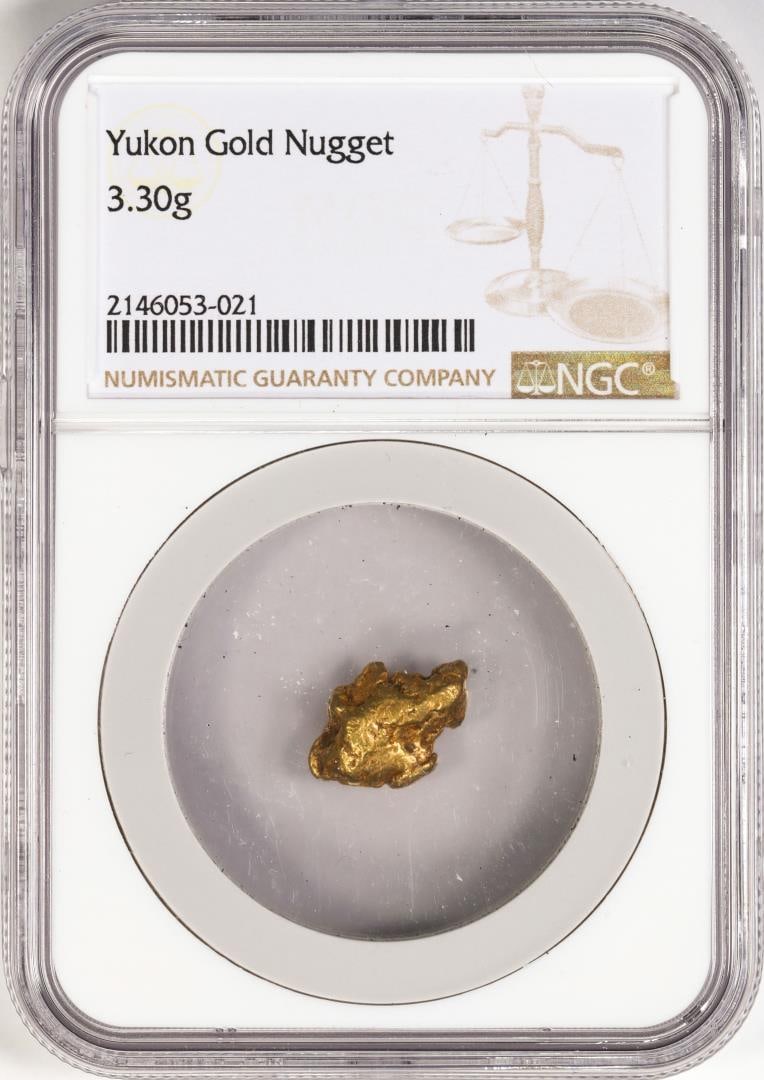 3.30 Gram Yukon Gold Nugget NGC Graded: One 3.30 Gram Yukon Gold Nugget NGC Graded. NGC Certified.