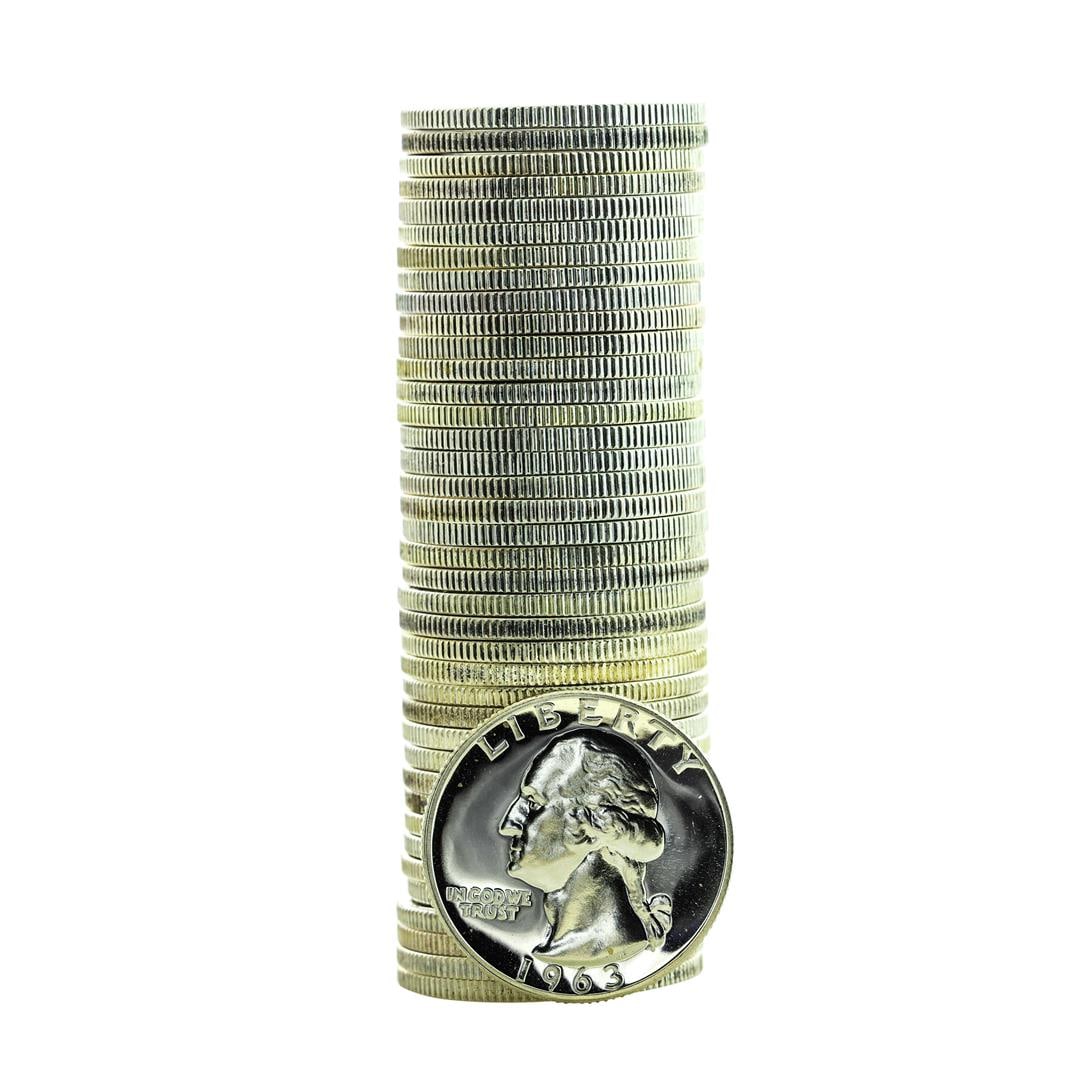 Roll of (40) Proof 1963 Washington Quarter Coins: One Roll of (40) Proof 1963 Washington Quarter Coins.