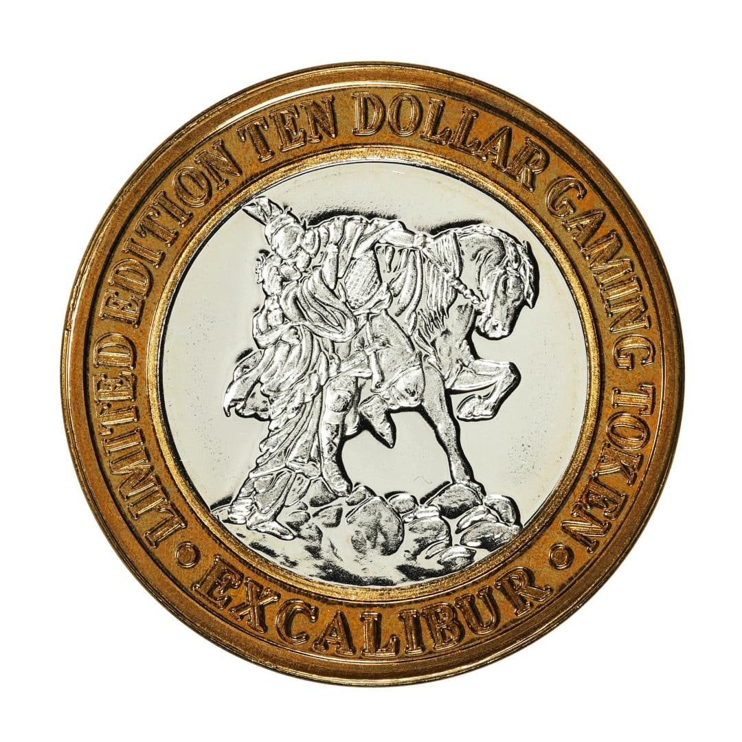 .999 Silver Excalibur Las Vegas Nevada $10 Casino Limited Edition Gaming Token: One .999 Silver Excalibur Las Vegas Nevada $10 Casino Limited Edition Gaming Token.