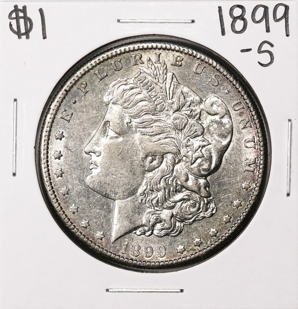 1899-S $1 Morgan Silver Dollar Coin: One 1899-S $1 Morgan Silver Dollar Coin.