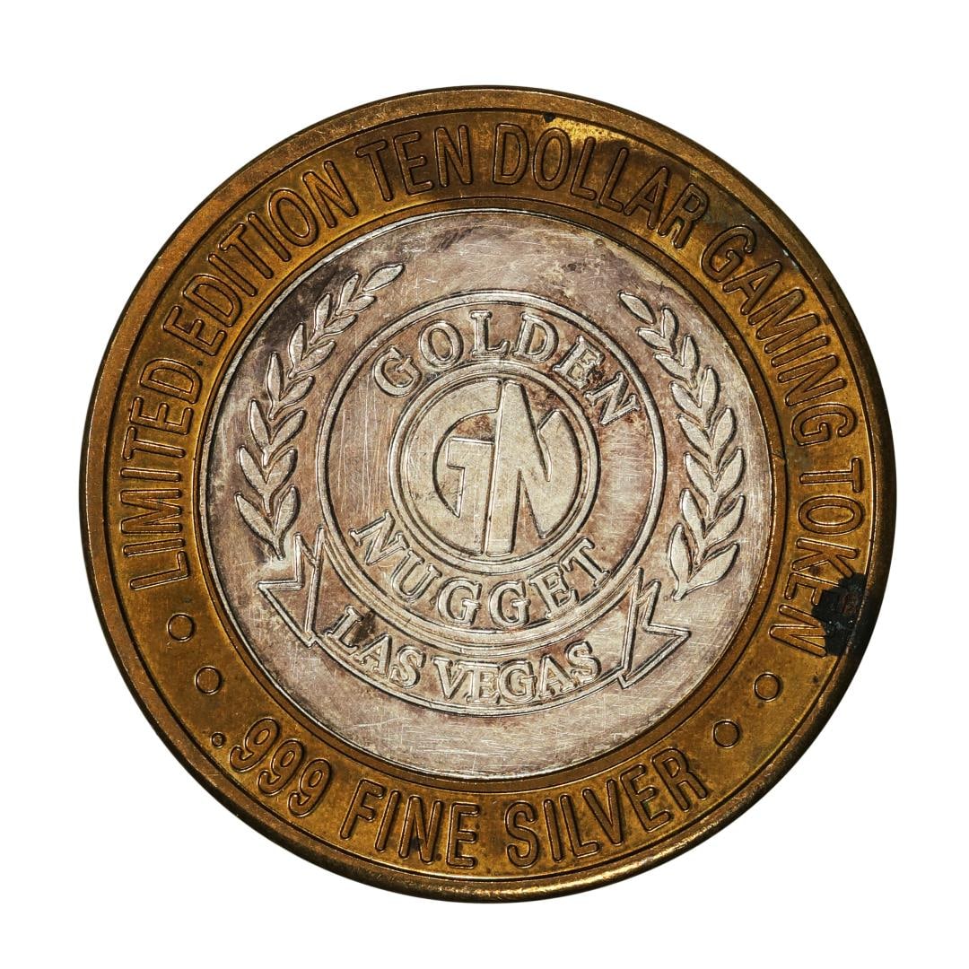 .999 Silver Golden Nugget Las Vegas, Nevada $10 Casino Limited Edition Gaming Token: One .999 Silver Golden Nugget Las Vegas, Nevada $10 Casino Limited Edition Gaming Token.