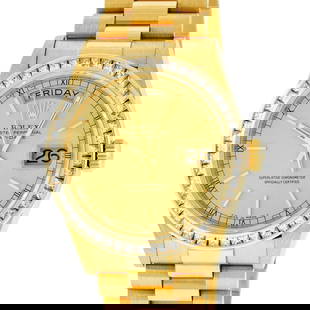 Rolex Men's 18K Yellow Gold Champagne 2.75 ctw Diamond Day Date President Wristwatch: One Men's Rolex Day Date 18K Yellow Gold President Polished, Serviced & Electronically Tested, Rolex 18K Yellow Gold Case: 36mm, Rolex 18K Yellow Gold Crown, Custom Bezel: New 14K Yellow Gold Princess
