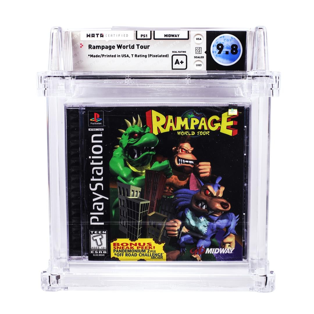 Rampage World Tour PS1 PlayStation Sealed Video Game WATA 9.8/A+: One Rampage World Tour PS1 PlayStation Sealed Video Game WATA 9.8/A+. WATA Graded.