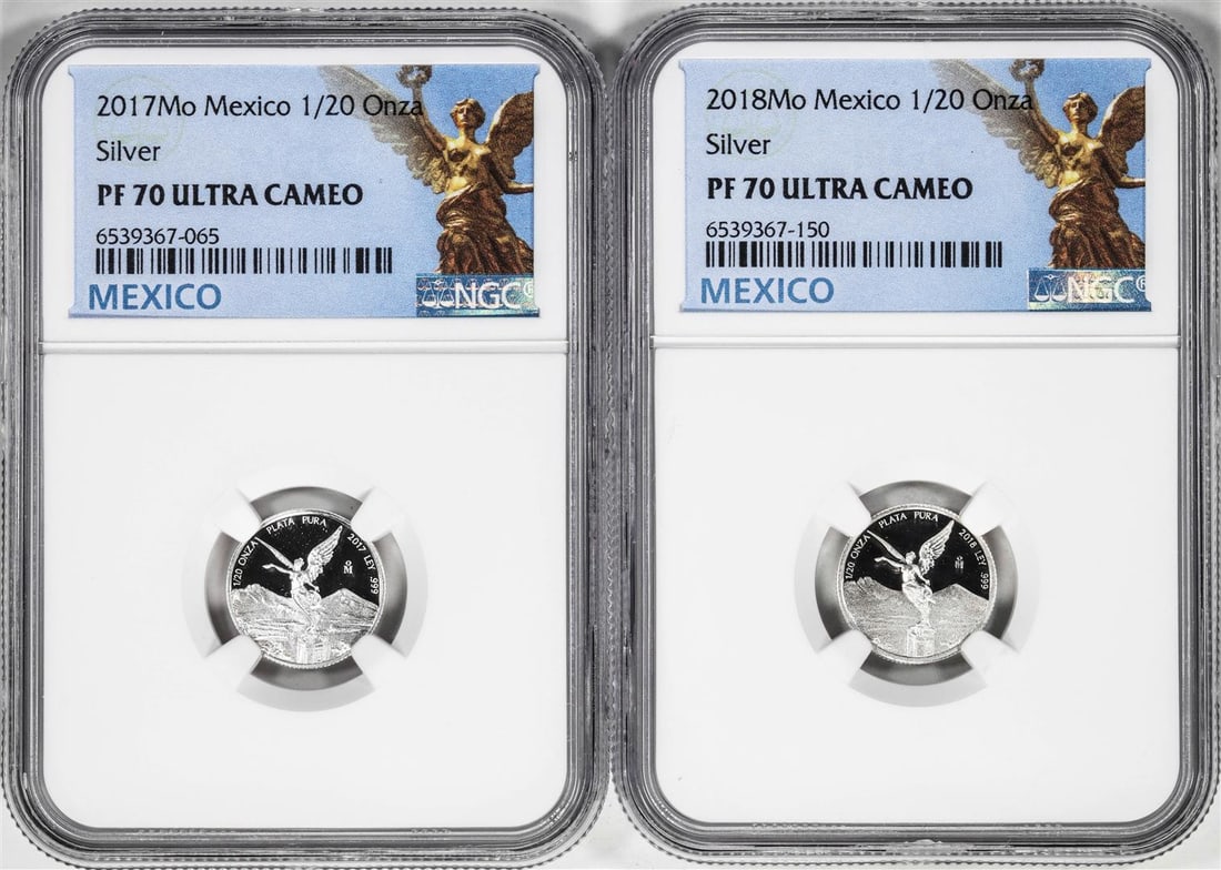 Lot of 2017-2018-Mo Mexico Proof 1/20 oz Silver Libertad Coins NGC PF70 Ultra Cameo: One Lot of 2017-2018-Mo Mexico Proof 1/20 oz Silver Libertad Coins NGC PF70 Ultra Cameo. NGC Certified.