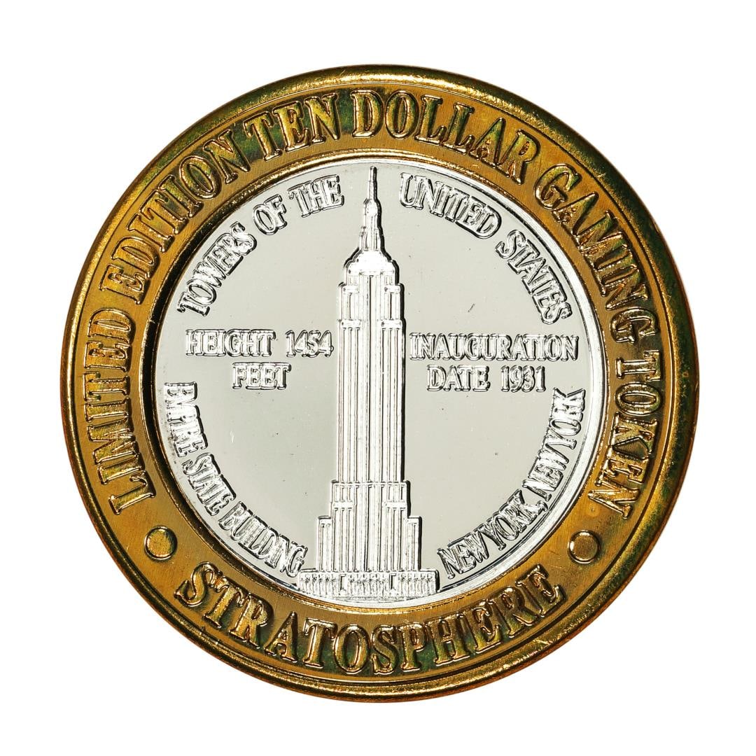 .999 Silver Stratosphere Las Vegas, Nevada $10 Casino Limited Edition Gaming Token: One .999 Silver Stratosphere Las Vegas, Nevada $10 Casino Limited Edition Gaming Token.