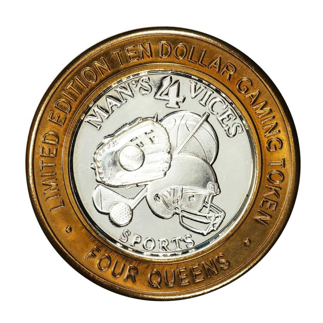 .999 Silver Four Queens Casino Hotel Las Vegas, NV $10 Limited Edition Gaming Token: One .999 Silver Four Queens Casino Hotel Las Vegas, NV $10 Limited Edition Gaming Token.