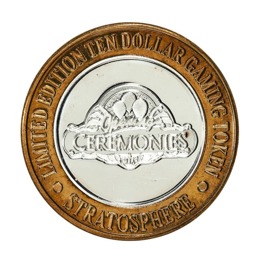 .999 Silver Stratosphere Las Vegas, Nevada $10 Casino Limited Edition Gaming Token: One .999 Silver Stratosphere Las Vegas, Nevada $10 Casino Limited Edition Gaming Token.