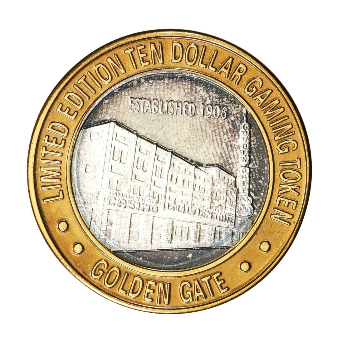 .999 Silver Golden Gate Las Vegas, Nevada $10 Casino Limited Edition Gaming Token: One .999 Silver Golden Gate Las Vegas, Nevada $10 Casino Limited Edition Gaming Token.
