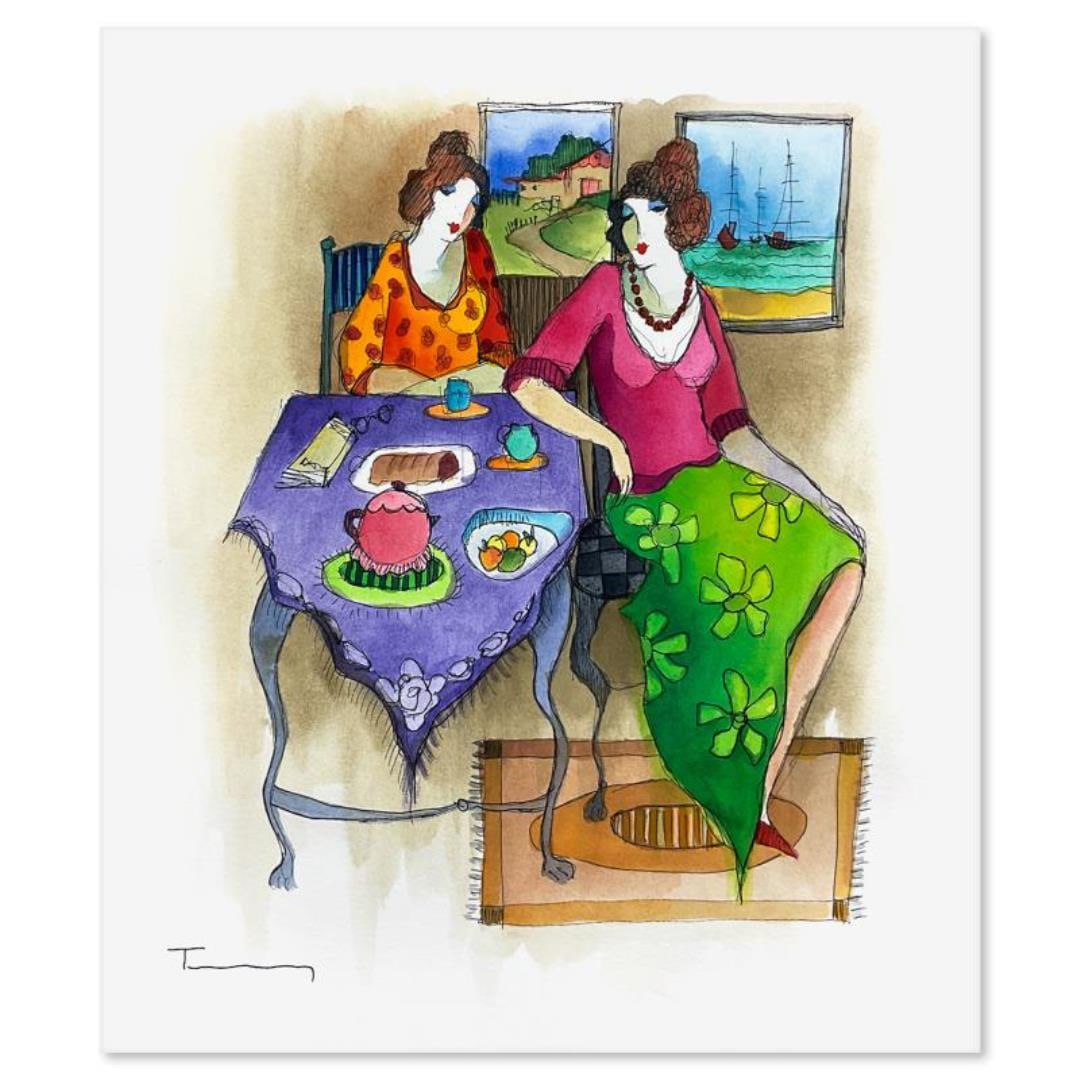 Itzchak Tarkay (1935-2012) Original Watercolor on Paper: This is an original watercolor painting on paper by Itzchak Tarkay (1935-2012), hand signed by the artist. Includes Letter of Authenticity. Measures approx. 16" x 18" (image).