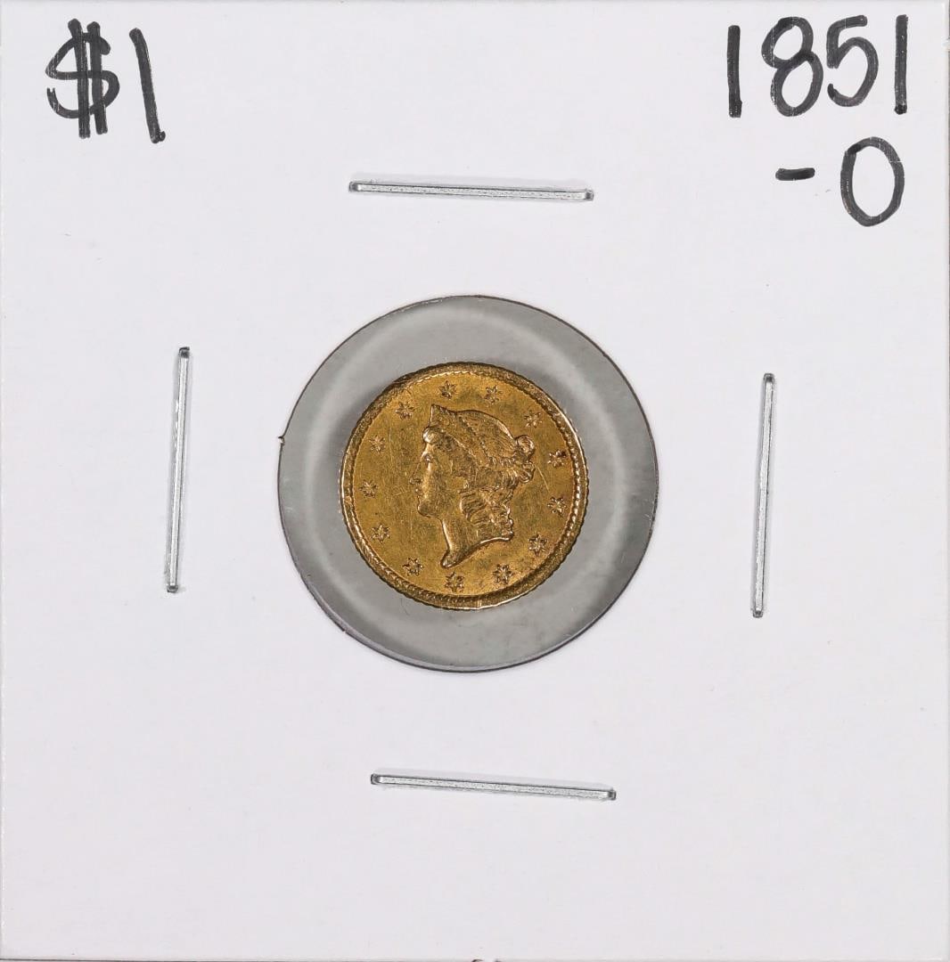 1851-O $1 Liberty Head Gold Dollar Coin Solder Mark on Reverse: 1851-O $1 Liberty Head Gold Dollar Coin, please note there are what appears to be solder mark on reverse of coin as shown in the pictures.