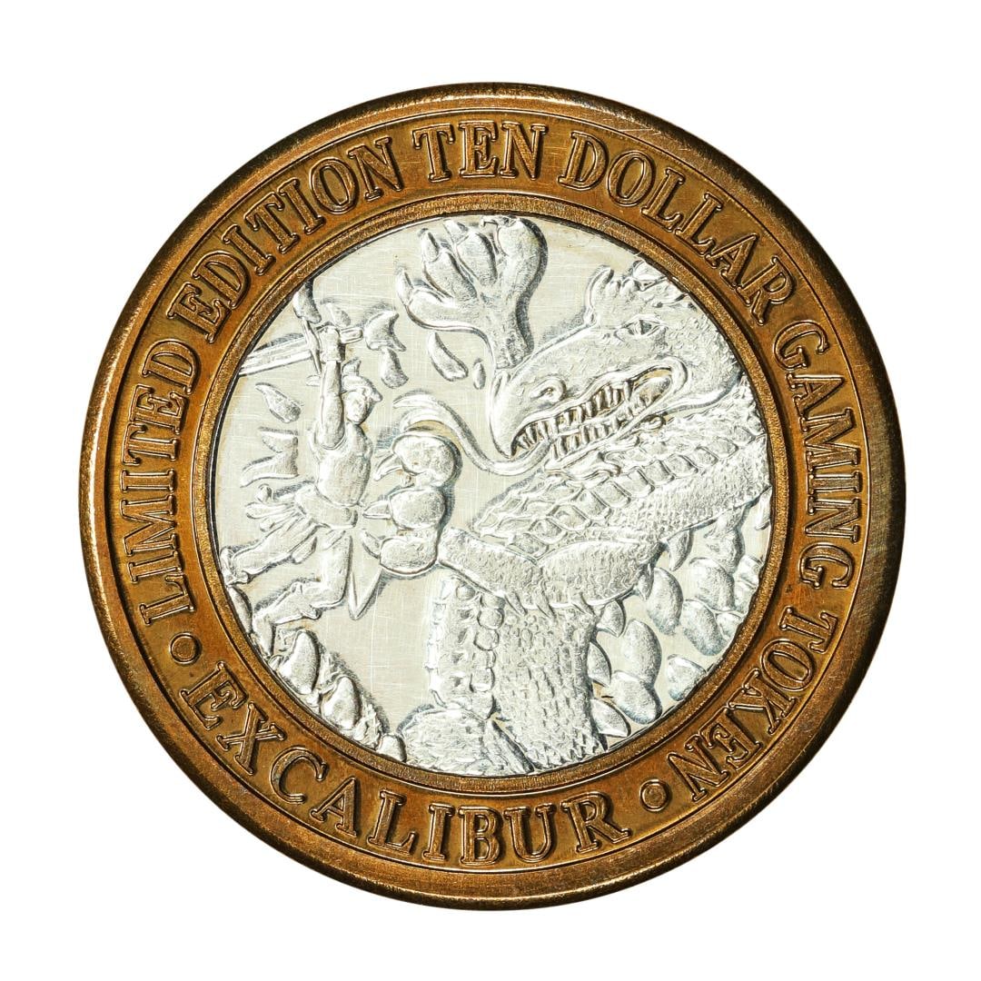 .999 Silver Excalibur Las Vegas Nevada $10 Casino Limited Edition Gaming Token: One .999 Silver Excalibur Las Vegas Nevada $10 Casino Limited Edition Gaming Token.