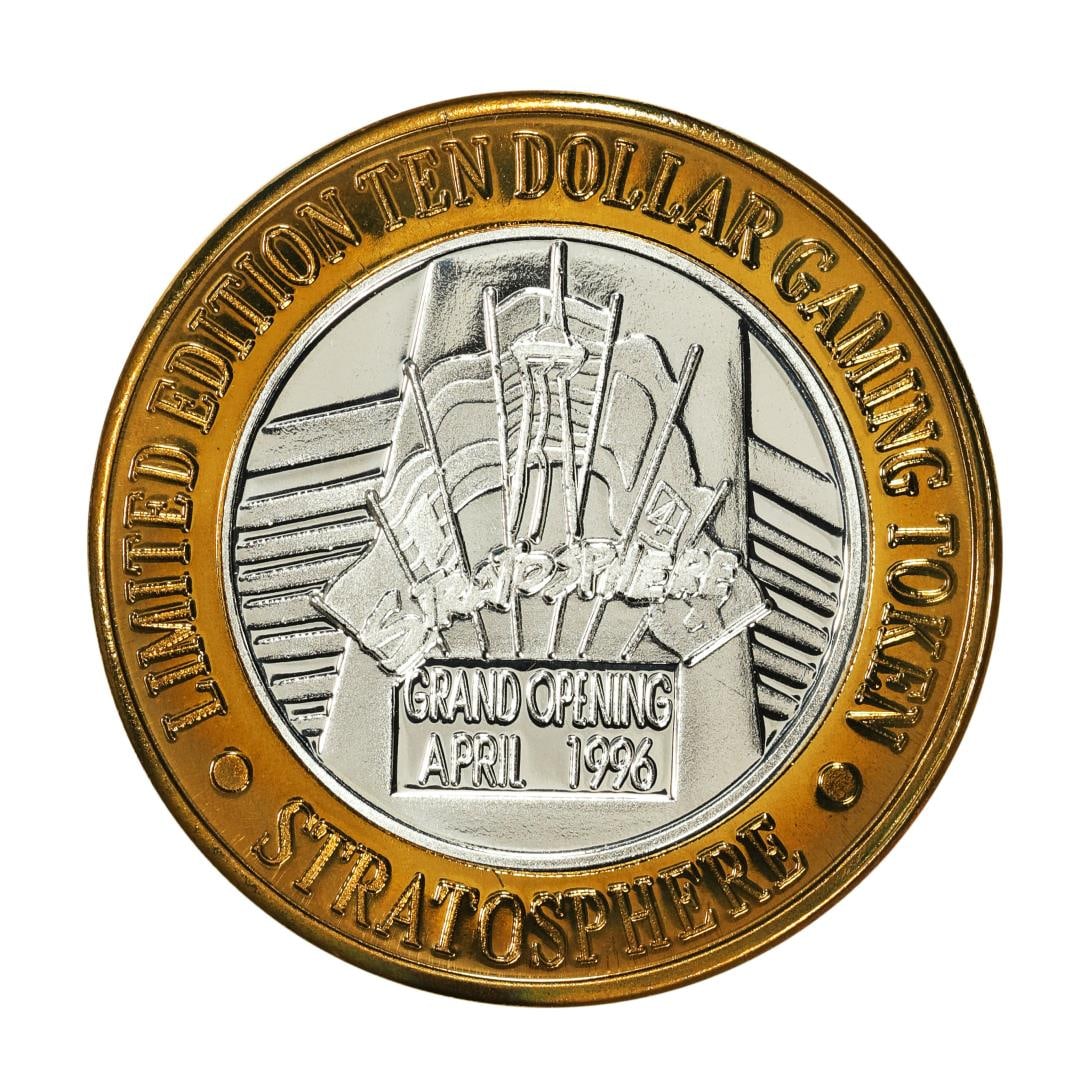.999 Silver Stratosphere Las Vegas, Nevada $10 Casino Limited Edition Gaming Token: One .999 Silver Stratosphere Las Vegas, Nevada $10 Casino Limited Edition Gaming Token.