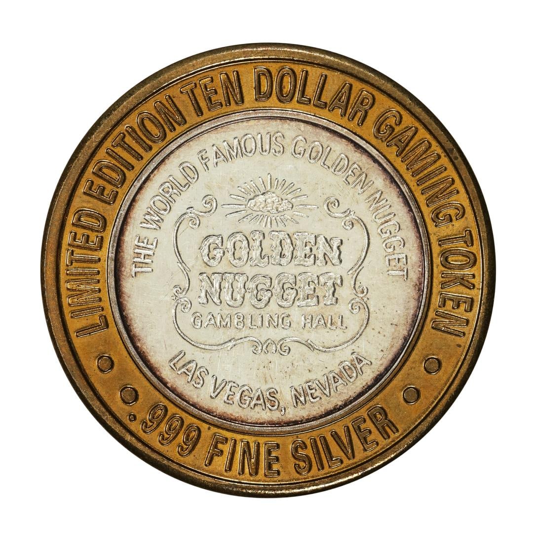 .999 Silver Golden Nugget Las Vegas, Nevada $10 Casino Limited Edition Gaming Token: One .999 Silver Golden Nugget Las Vegas, Nevada $10 Casino Limited Edition Gaming Token.